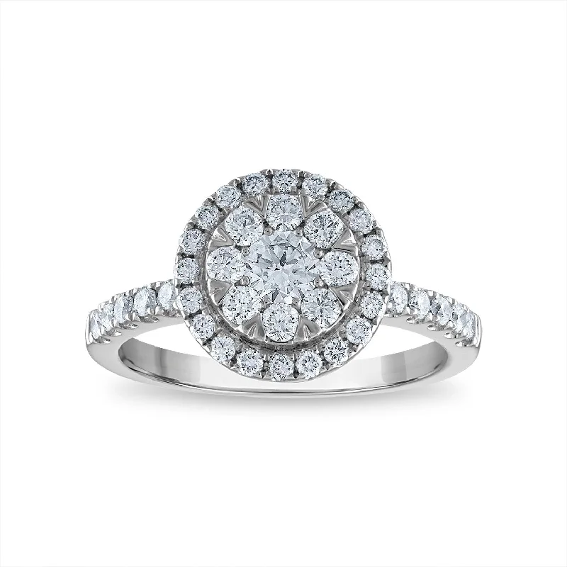 EcoLove 1 CTW Lab Grown Diamond Cluster Engagement Ring in 10KT White Gold