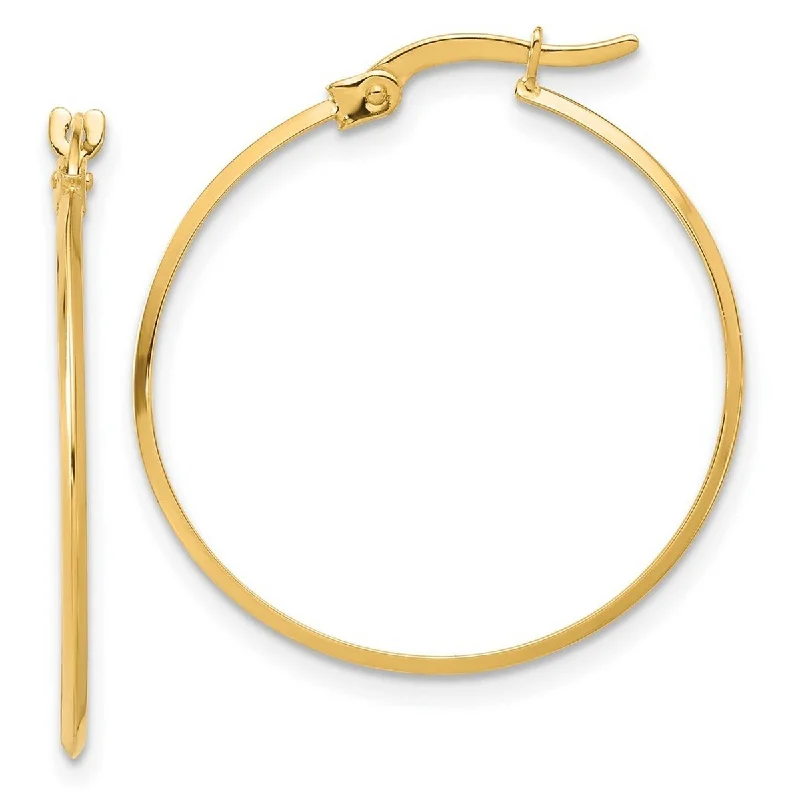 Curata 14k Yellow Gold Polished Knife Edge Hoop Earrings - 26.5x28mm