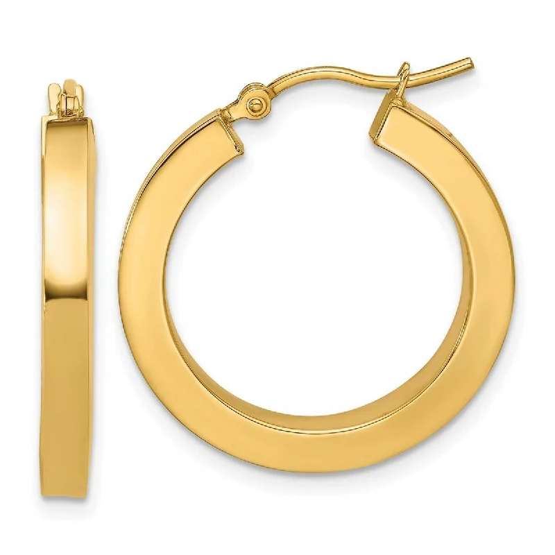 Curata 14k Yellow Gold Polished Square Hoop Earrings - 25x25mm