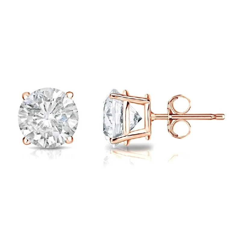 14k Gold Round 1ct TW Clarity Enhanced Diamond Stud Earrings