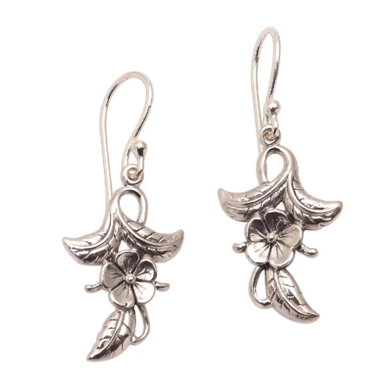 NOVICA Frangipani Blooms, Sterling silver dangle earrings - 1.6*0.5