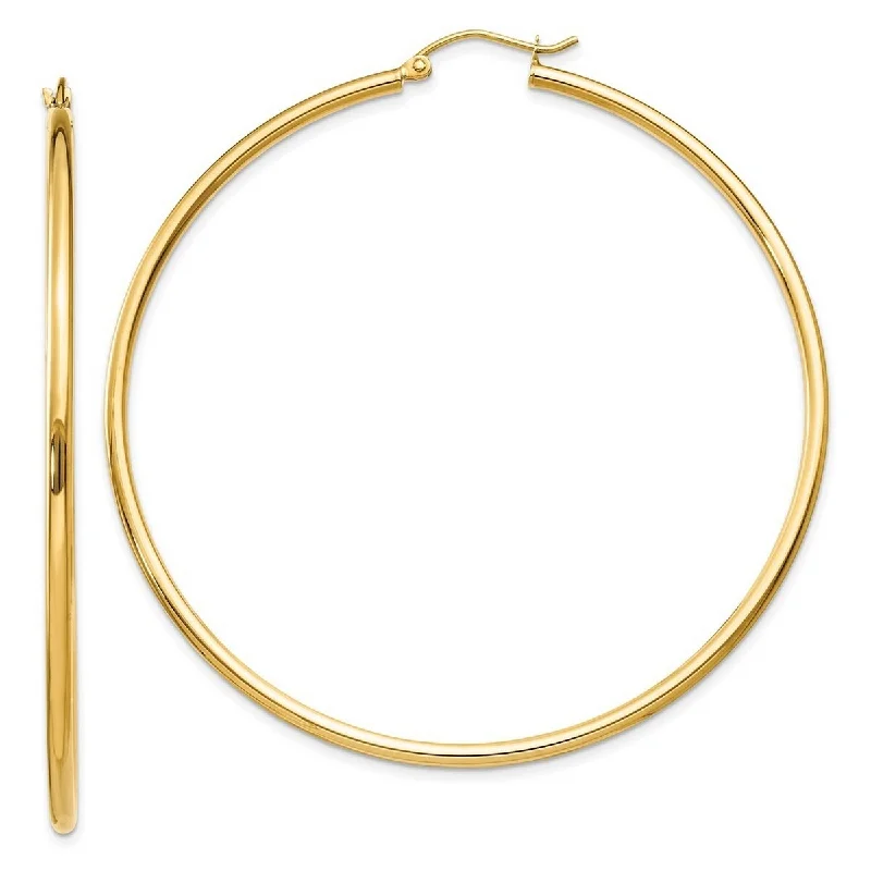 Curata 10k Yellow Gold Polished Lightweight Tube Hoop Earrings - 60x60.49mm