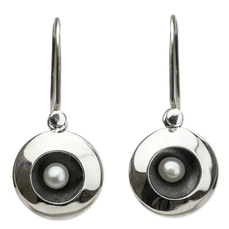 Sterling Silver Moon Intrigue Pearl Earrings 3 mm