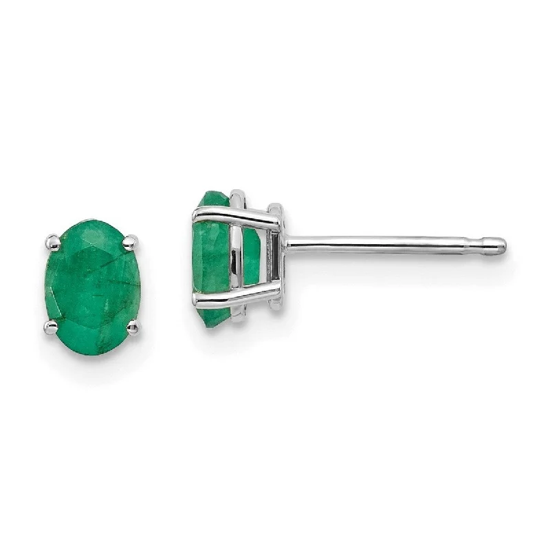 Curata 14k White Gold Emerald Earrings - May