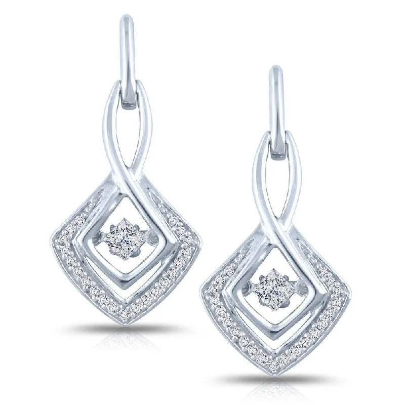 Auriya 14k White Gold 2/5ct TDW 'Dancing Stone' Moving Diamond Earrings (H-I, I1-I2)