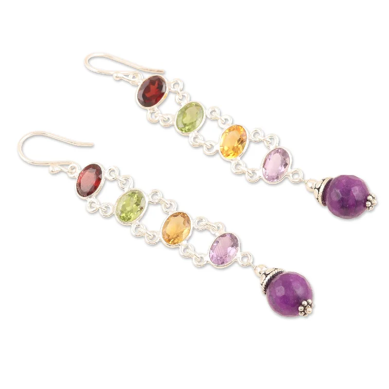 Novica Handmade Precious Fusions Mutil-Gemstone Dangle Earrings