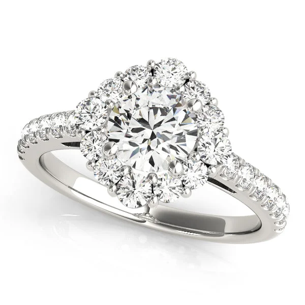 Round Diamond Halo and Diamond Shank Engagement Mounting