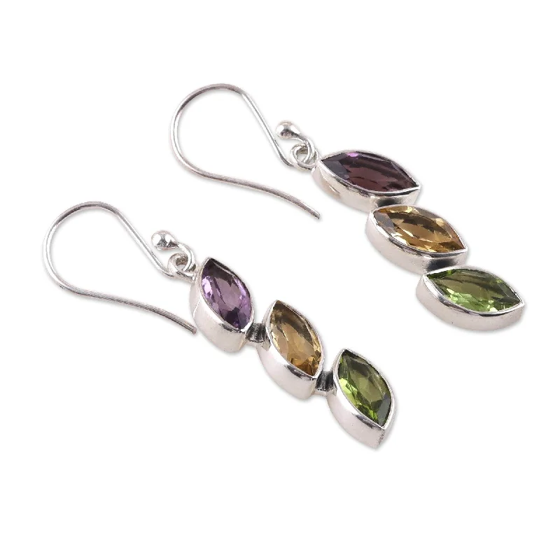 Novica Handmade Color Comets Multi-Gemstone Dangle Earrings