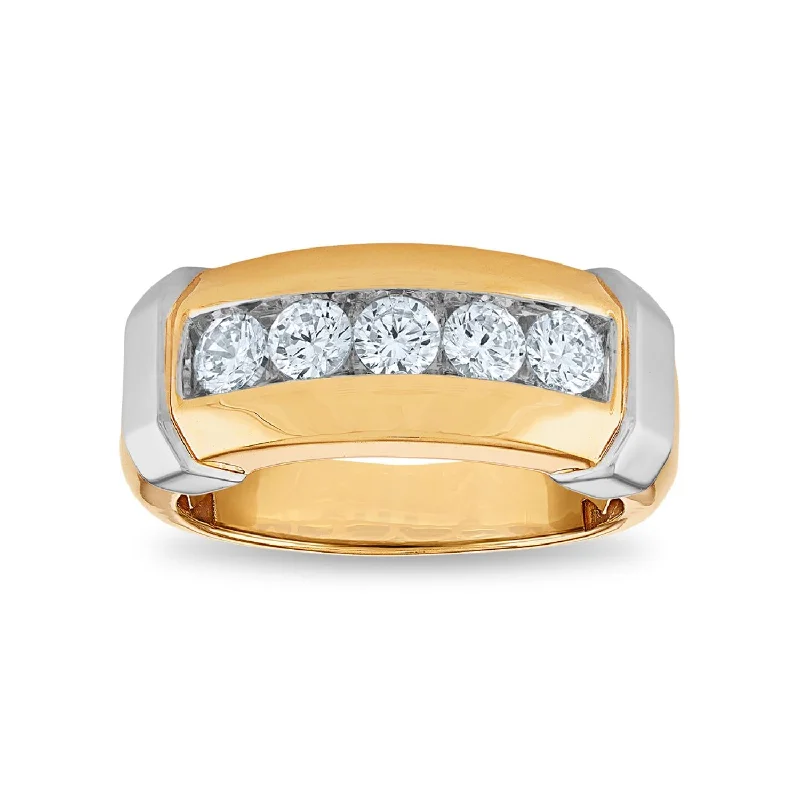 Signature EcoLove 1 CTW Lab Grown Diamond Wedding Ring in 14KT White and Yellow Gold