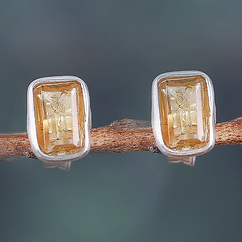 Novica Handmade Subtle Flair Citrine Stud Earrings