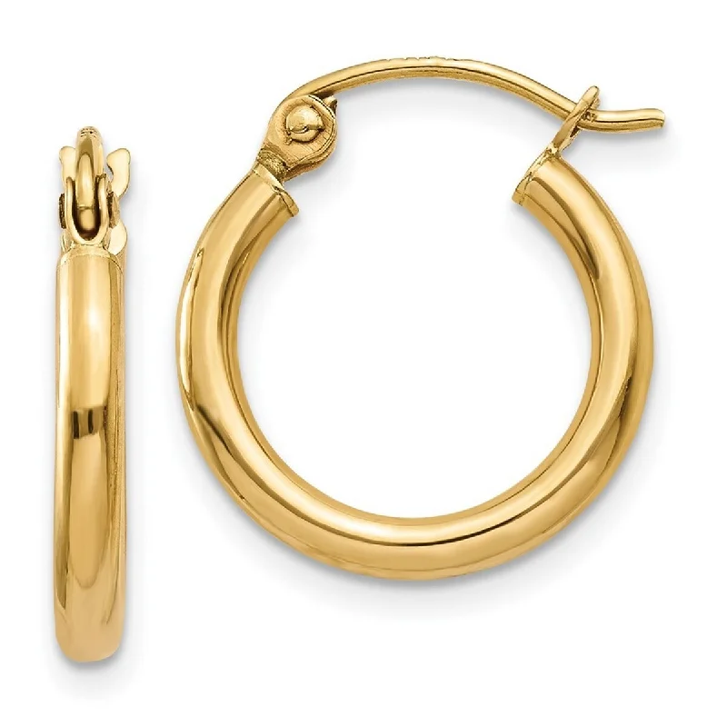 Curata 10k Yellow Gold Polished Lightweight Tube Hoop Earrings - 15x15.03mm