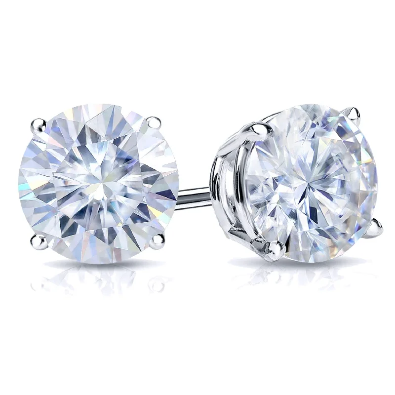 Auriya Platinum 1ctw Round Moissanite Stud Earrings - 5 mm, Push-Backs