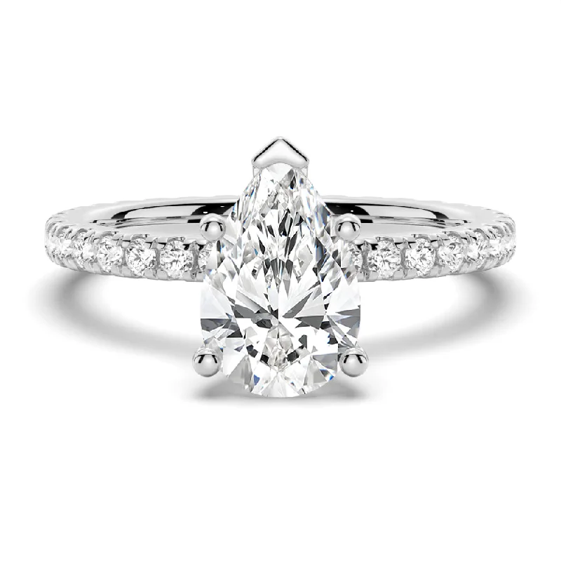 Pear Shaped Engagement Ring With Eternity Pave Band