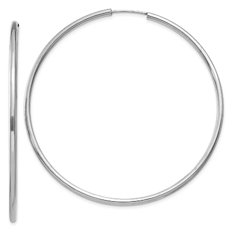 Curata 10k White Gold Polished Endless Hoop Earrings - 56x56mm