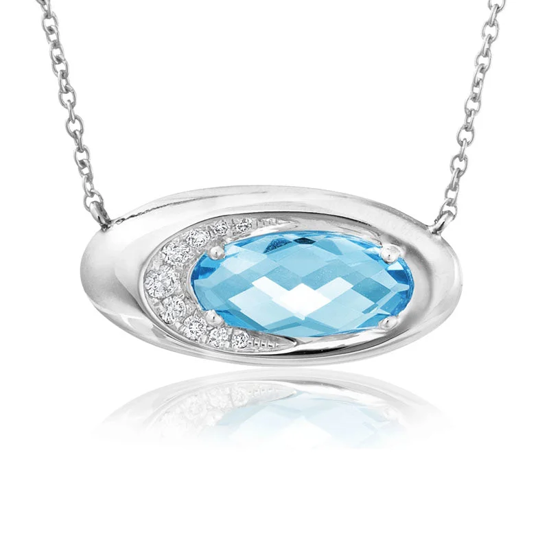 Swiss Blue Topaz & Diamond Necklace