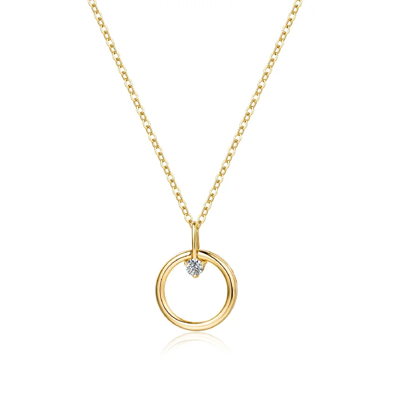 "Karma Circle" 18K Yellow Gold Open Circle Diamond Necklace