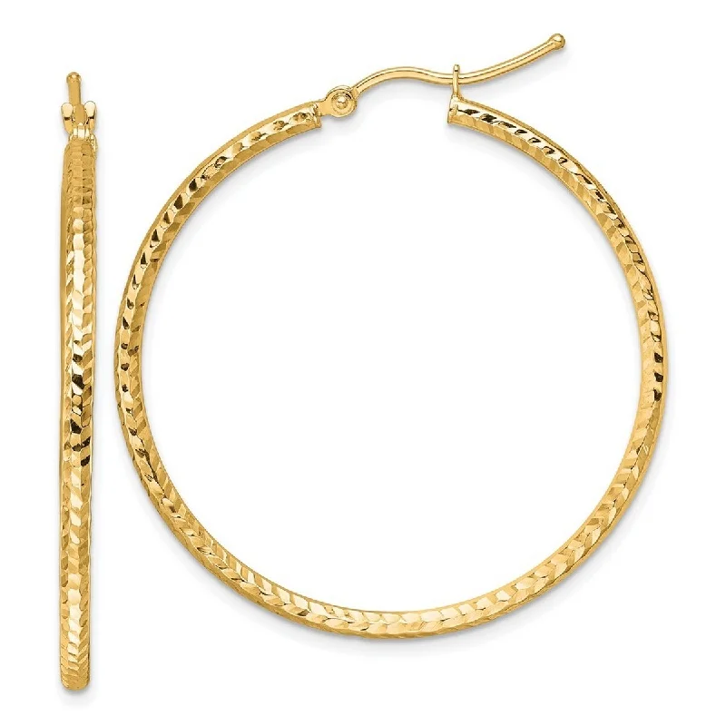 Curata 10k Yellow Gold Sparkle Cut Round Tube Hoop Earrings - 40x40mm