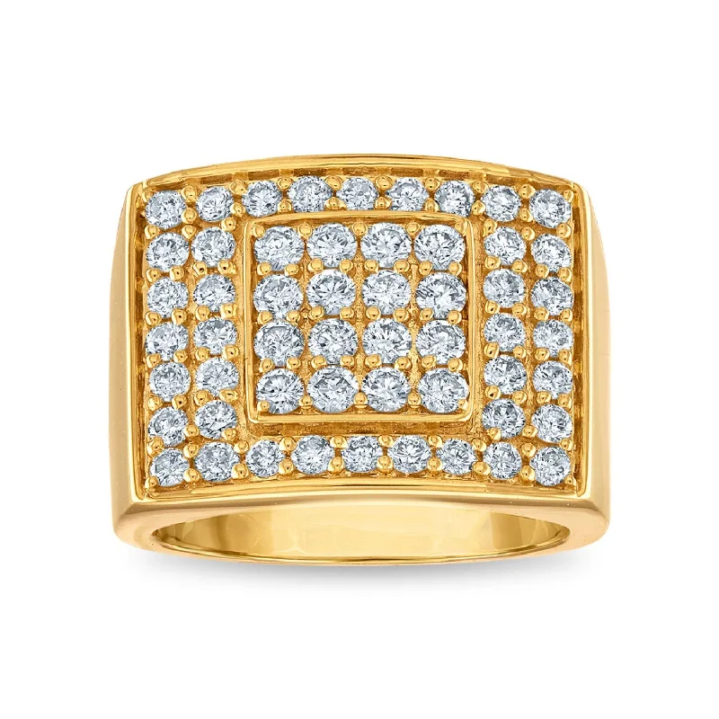 2 CTW Diamond Halo Cluster Ring in 14KT Yellow Gold