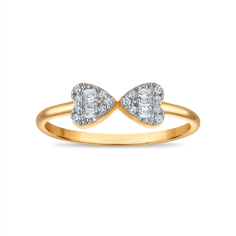 Diamond Double Heart Fashion Ring in 10KT Yellow Gold