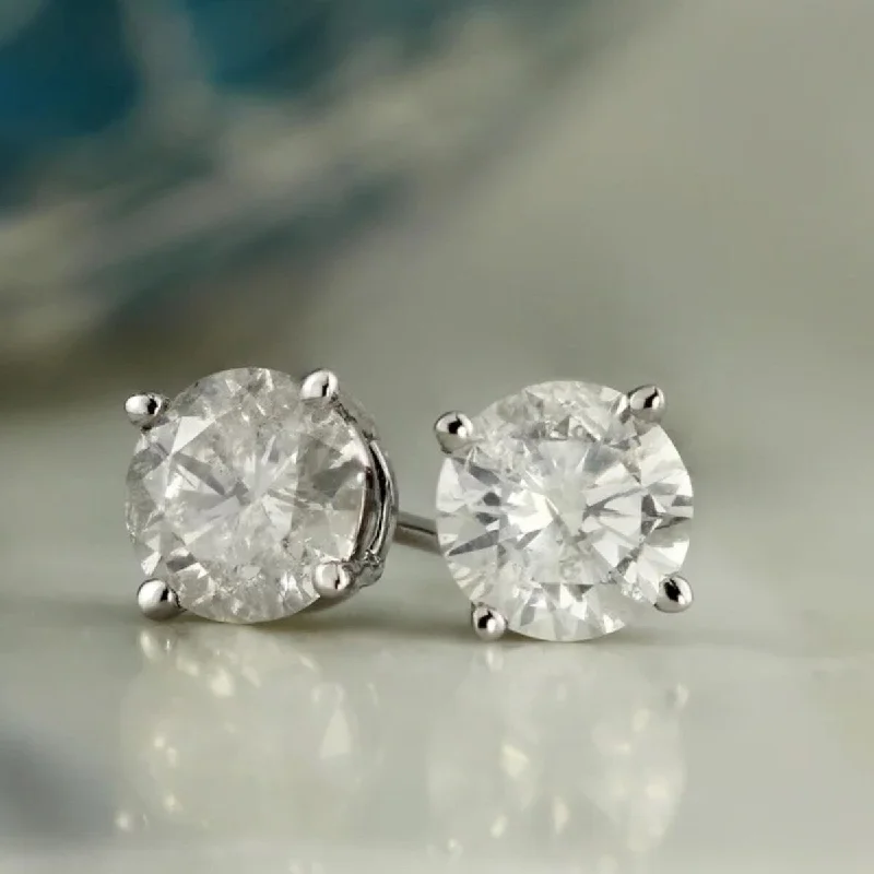 Auriya 1/2ct to 2ctw Clarity-enhanced Diamond Stud Earrings 18k White Gold (E-F, I2-I3)