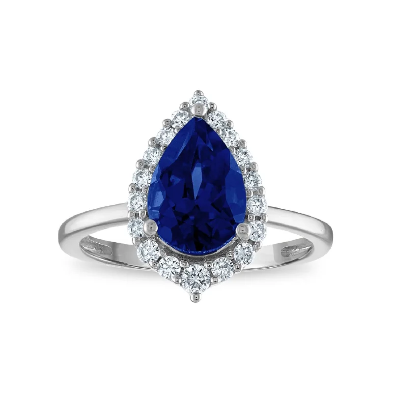 LoveSong EcoLove Pear Blue Sapphire and Diamond Ring