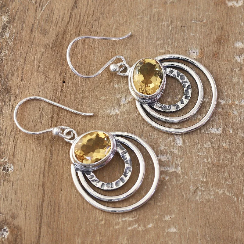 Novica Handmade Optimistic Orbits Citrine Dangle Earrings