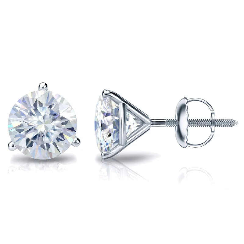 Auriya 3 1/2ctw Round Moissanite Stud Earrings 18k Gold Martini-set - 7.8 mm