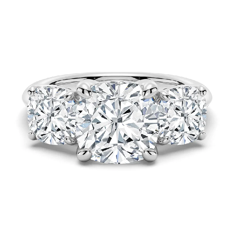 NEW Cushion Cut Three Stone Engagement Ring