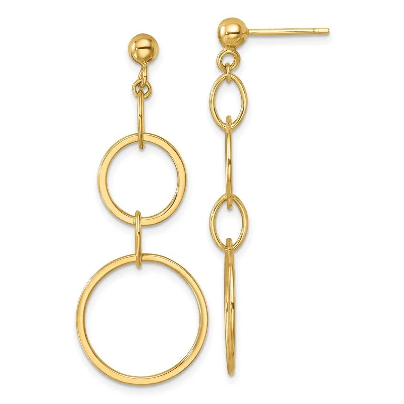 Curata 14k Yellow Gold 47x17.7mm 4 Circle Link Dangle Post Earrings