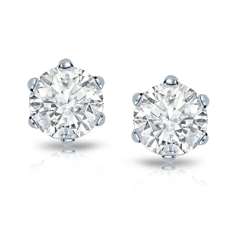 Auriya 2ctw Round Diamond Stud Earrings 14k Gold 6-Prong (I-J, I1-I2)