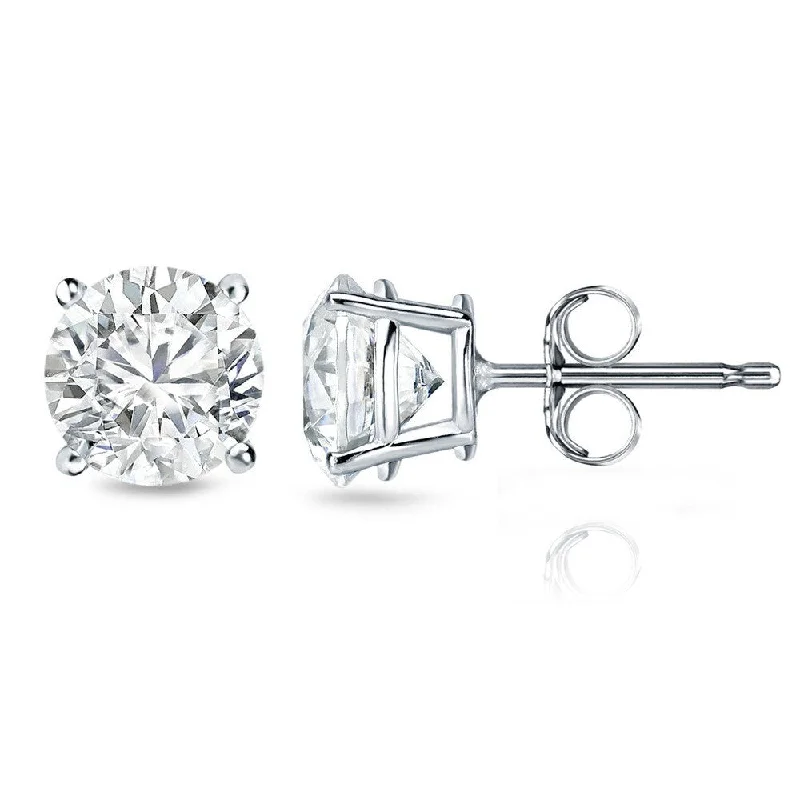 Auriya 2 carat TW Certified Round Diamond Stud Earrings 14k Gold Locking Back - H-I, SI1-SI2