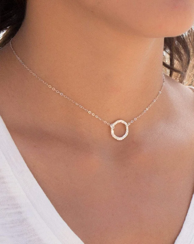 Circle Necklace Choker ~Sterling Silver 925 - MN023