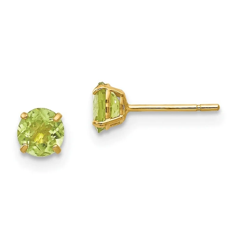 Curata 14k Yellow Gold Polished Round Peridot 4mm Post Earrings