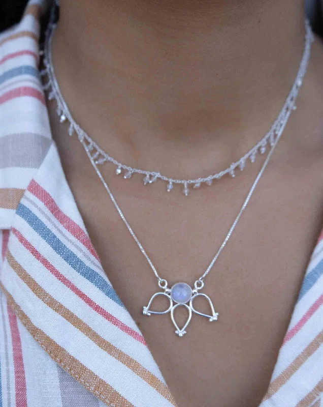 Lotus Flower Necklace (only) ~Moonstone ~ Sterling Silver 925 ~ MN077