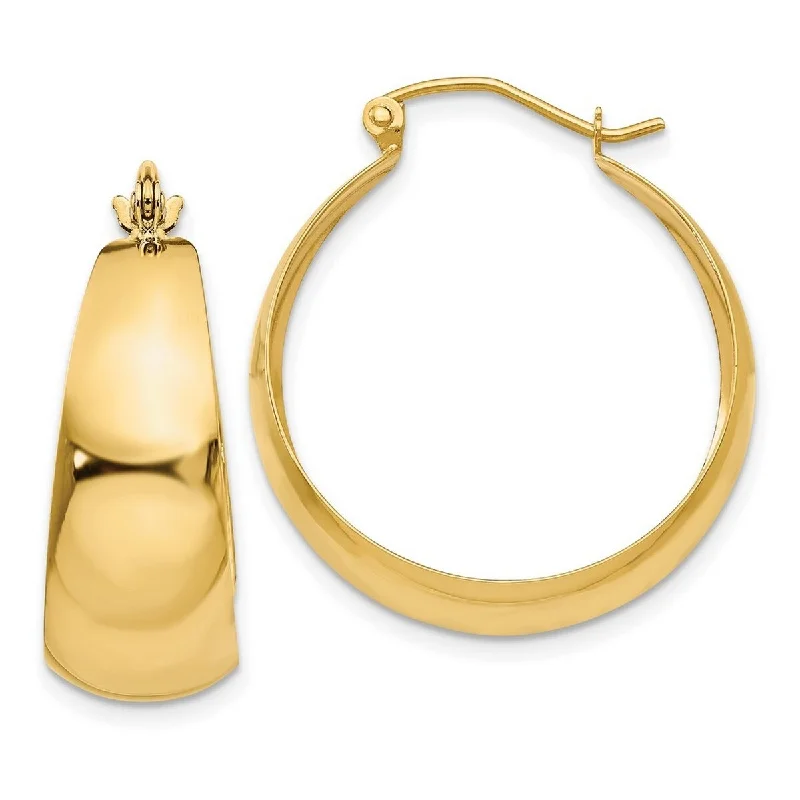 Curata 10k Yellow Gold Polished 20x11mm Tapered Hoop Earrings