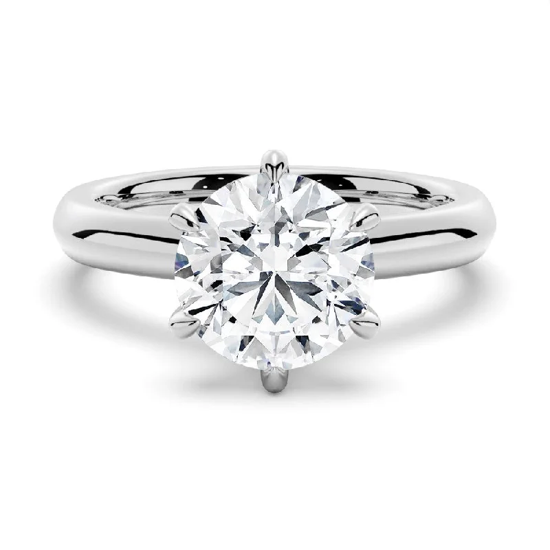 2 CT. Knife-Edge 6-Prong Round Moissanite Engagement Ring With Hidden Sapphire