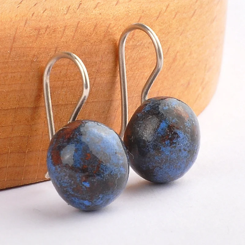 Novica Handmade Dark Blue Moon Ceramic Drop Earrings