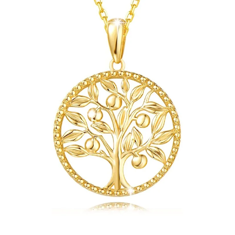 FANCIME Tree of Life 14K Solid Yellow Gold Necklace