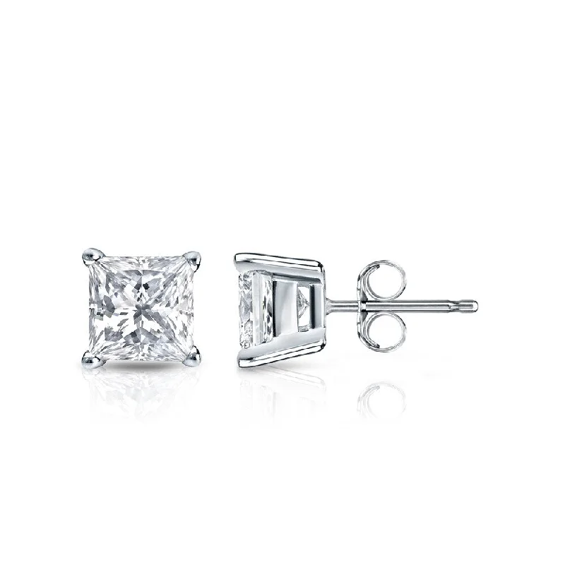 Auriya 14k Gold 1ctw Princess-cut Diamond Stud Earrings (H-I, SI1-SI2)