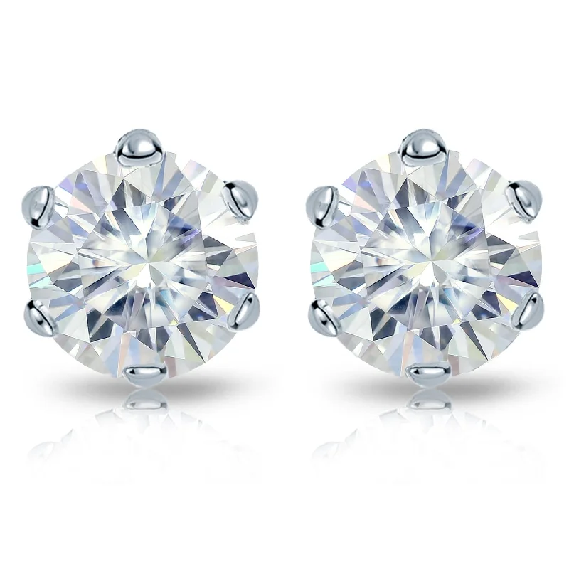 Auriya Platinum 1ctw Round Moissanite Stud Earrings - 5 mm