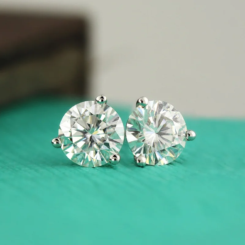 Auriya 1 1/2ctw Round Moissanite Stud Earrings 14k Gold Martini-set - 5.9 mm