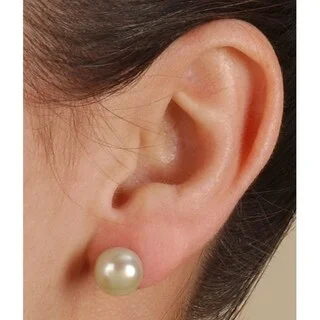 DaVonna 14k Yellow Gold Green FW Pearl Stud Earrings (9-10 mm)(Case of 10)