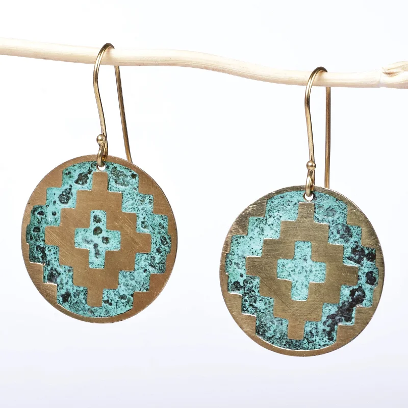 Novica Handmade Armenian Geometry Brass Dangle Earrings