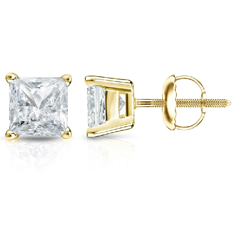 Auriya 2ctw Princess-cut Diamond Stud Earrings 14k Gold (I-J, SI2-SI3)