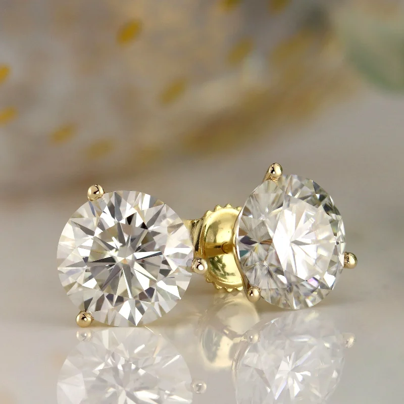 Auriya 4ctw Round Moissanite Stud Earrings 14k Gold Martini-set - 8.2 mm