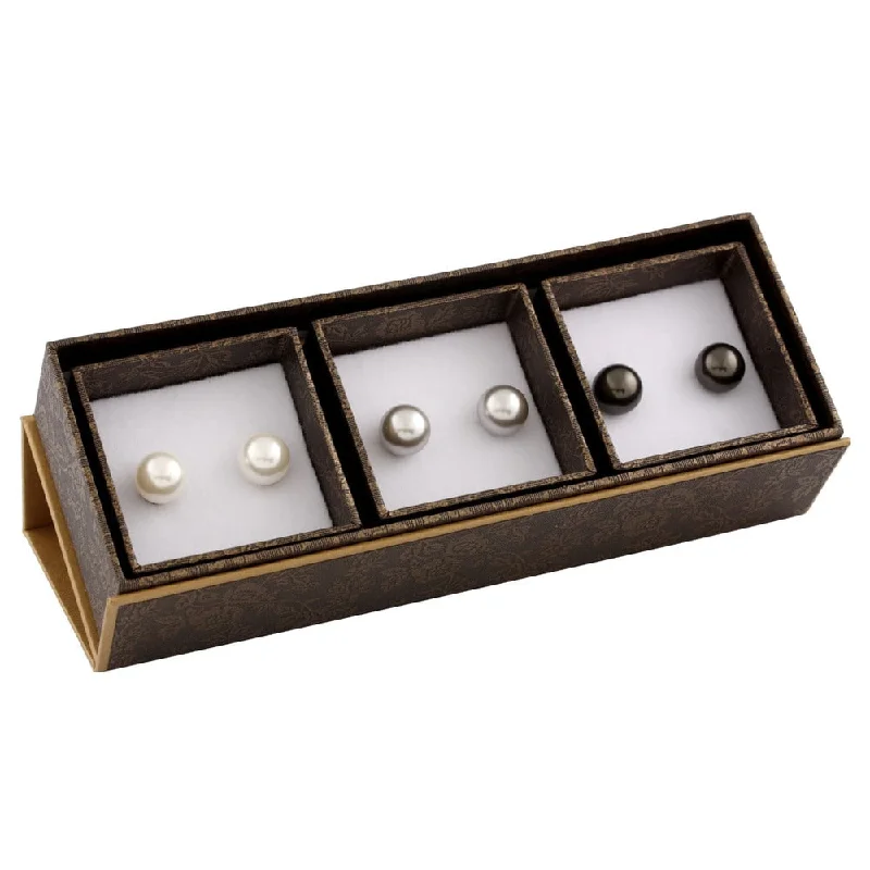 Sterling Silver Pearl Stud Earrings (9-10mm)