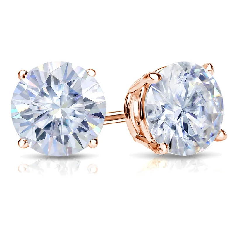 Auriya 14k Gold 6ctw Round Moissanite Stud Earrings