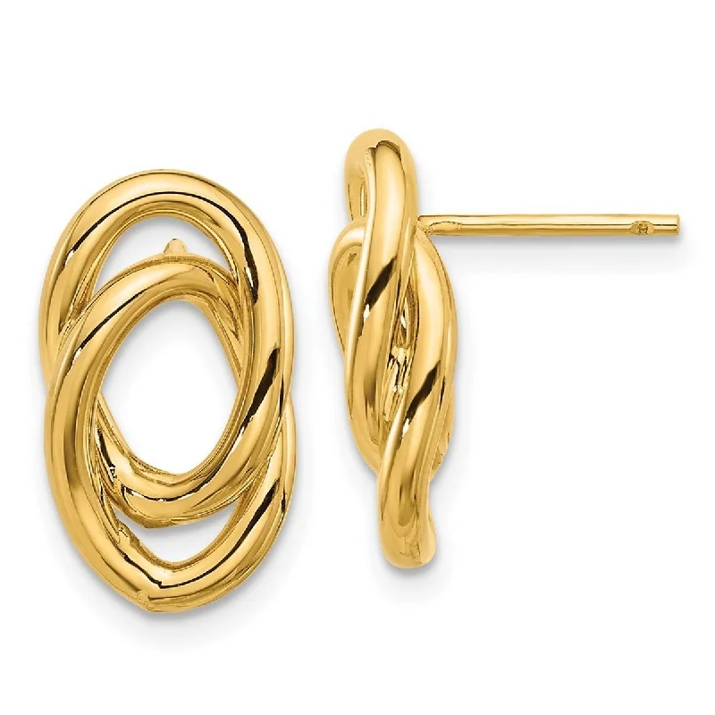 Curata 14k Yellow Gold Polished Interlocked Links Post Earrings - 16.7x9.8mm