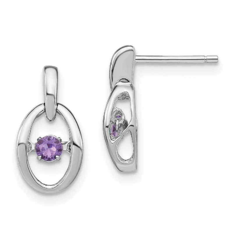 Curata 925 Sterling Silver Rhodium Created Alexandrite Vibrant Earrings - 14x7.5mm Wide