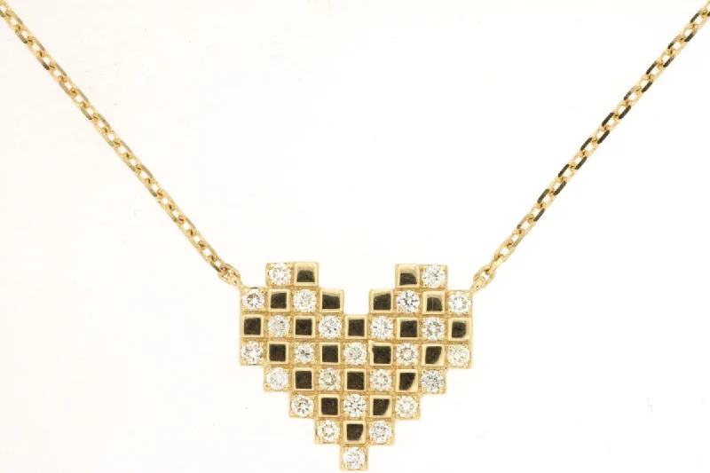 Textured Gold & Diamond Heart Necklace